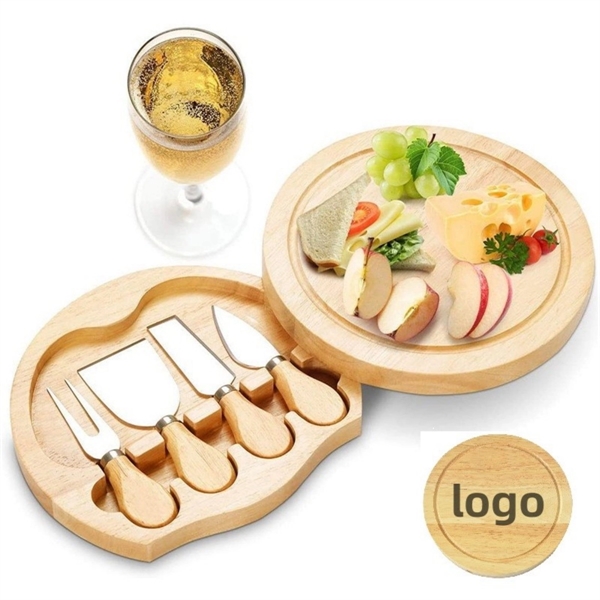 Round Bamboo Cheese Board and Knife Set