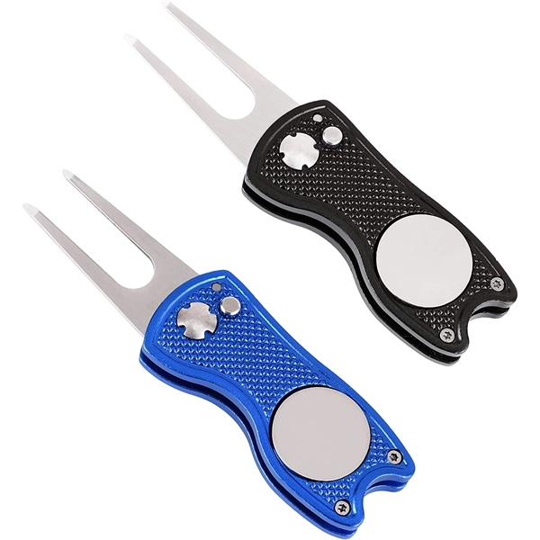 Metal Foldable Divot Tool with Magnetic Ball Marker - Metal Foldable Divot Tool with Magnetic Ball Marker - Image 1 of 2