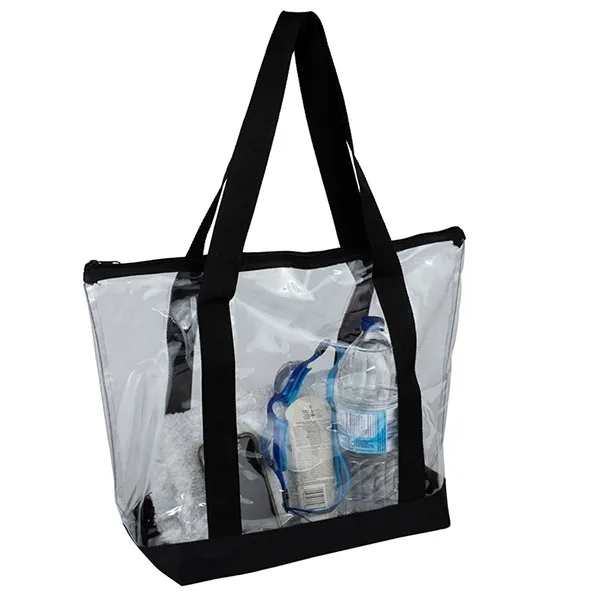 Custom 19" x 13 1/2" x 6"- BONDI Jumbo Clear Zippered Tote Bag