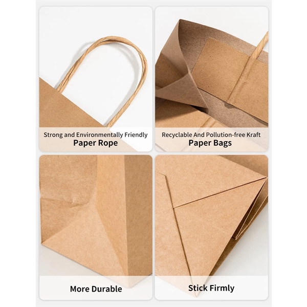 Custom Small Brown Kraft Paper Gift Bag with Handles Bulk - Custom Small Brown Kraft Paper Gift Bag with Handles Bulk - Image 2 of 9