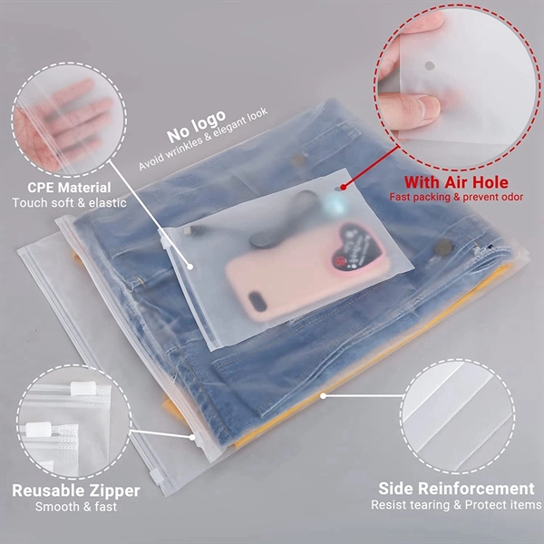 Frosted Plastic Zip Slider Bag for Clothing with Vent Hole - Frosted Plastic Zip Slider Bag for Clothing with Vent Hole - Image 5 of 6