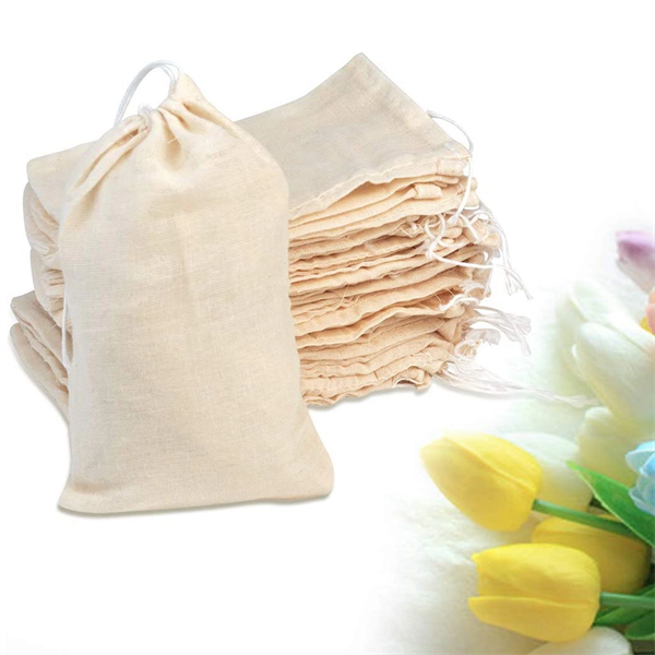 Custom Drawstring Natural Cotton Reusable Muslin Bag - Custom Drawstring Natural Cotton Reusable Muslin Bag - Image 0 of 11