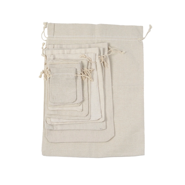 Custom Drawstring Natural Cotton Reusable Muslin Bag - Custom Drawstring Natural Cotton Reusable Muslin Bag - Image 6 of 11