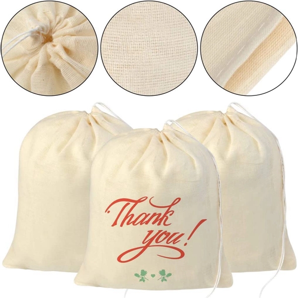 Custom Drawstring Natural Cotton Reusable Muslin Bag - Custom Drawstring Natural Cotton Reusable Muslin Bag - Image 11 of 11
