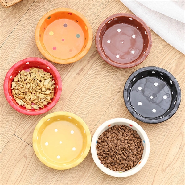 Cute Ceramic Cat Bowls with Wood Stand - Cute Ceramic Cat Bowls with Wood Stand - Image 2 of 4