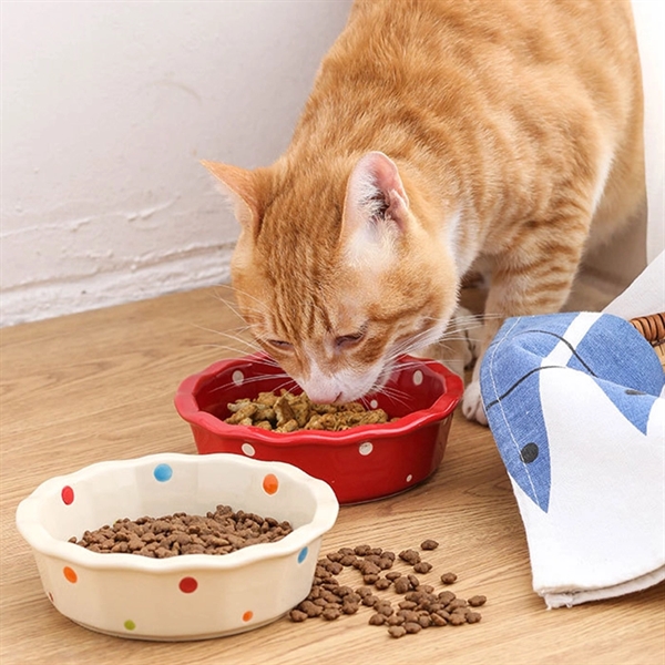 Cute Ceramic Cat Bowls with Wood Stand - Cute Ceramic Cat Bowls with Wood Stand - Image 4 of 4