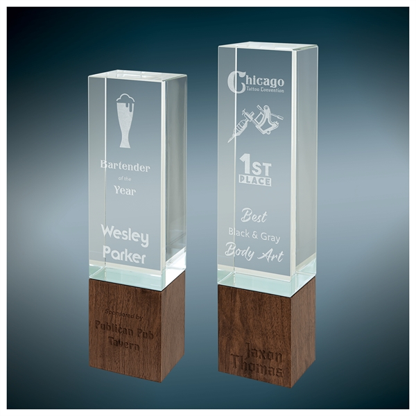 Rectangle Sierra Glass Award with Walnut Wood Base - Rectangle Sierra Glass Award with Walnut Wood Base - Image 0 of 0