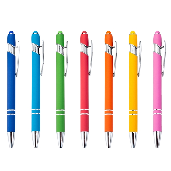 Rubberized Metal Ballpoint pen with Stylus - Rubberized Metal Ballpoint pen with Stylus - Image 0 of 10