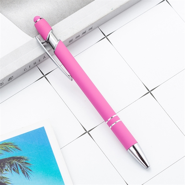 Rubberized Metal Ballpoint pen with Stylus - Rubberized Metal Ballpoint pen with Stylus - Image 4 of 10