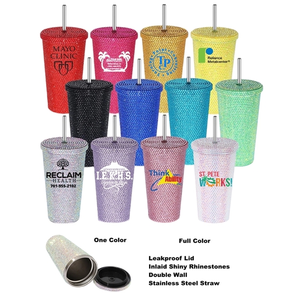 16.9 oz Studded Stainless Steel Tumbler With Lid and Straw - 16.9 oz Studded Stainless Steel Tumbler With Lid and Straw - Image 0 of 9