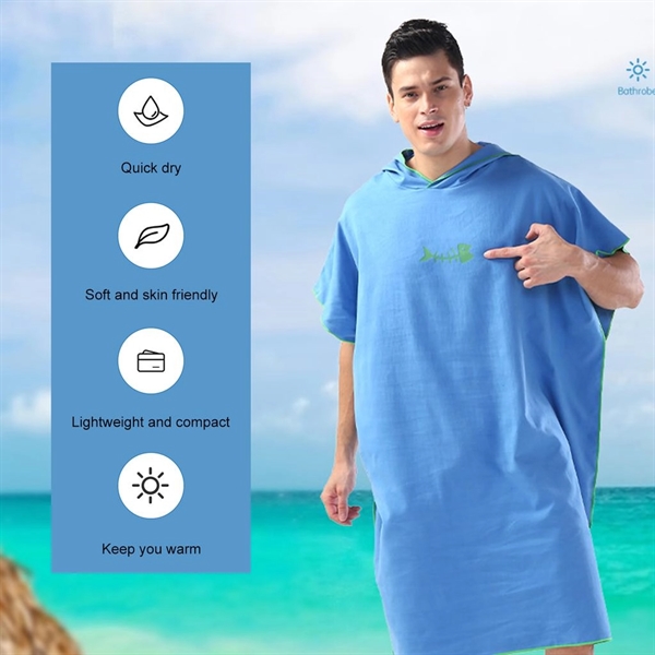 Microfiber Bath Robe Poncho with Hood - Microfiber Bath Robe Poncho with Hood - Image 1 of 5