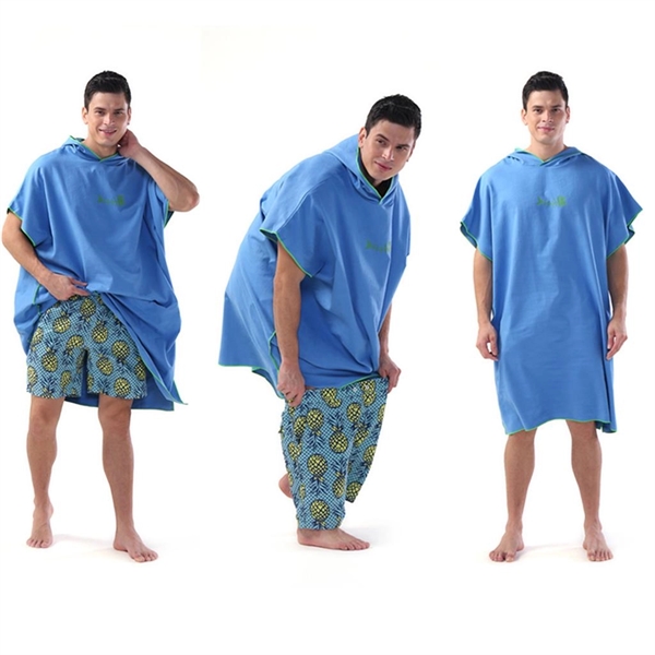 Microfiber Bath Robe Poncho with Hood - Microfiber Bath Robe Poncho with Hood - Image 2 of 5