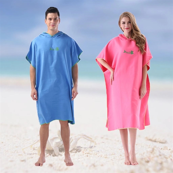 Microfiber Bath Robe Poncho with Hood - Microfiber Bath Robe Poncho with Hood - Image 3 of 5