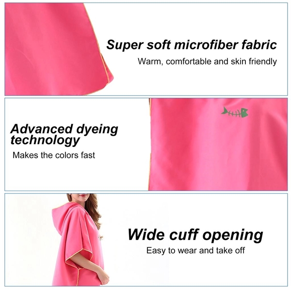 Microfiber Bath Robe Poncho with Hood - Microfiber Bath Robe Poncho with Hood - Image 5 of 5