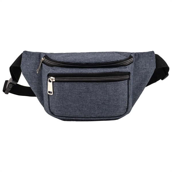 Custom Heather Triple Zipper Fanny Pack