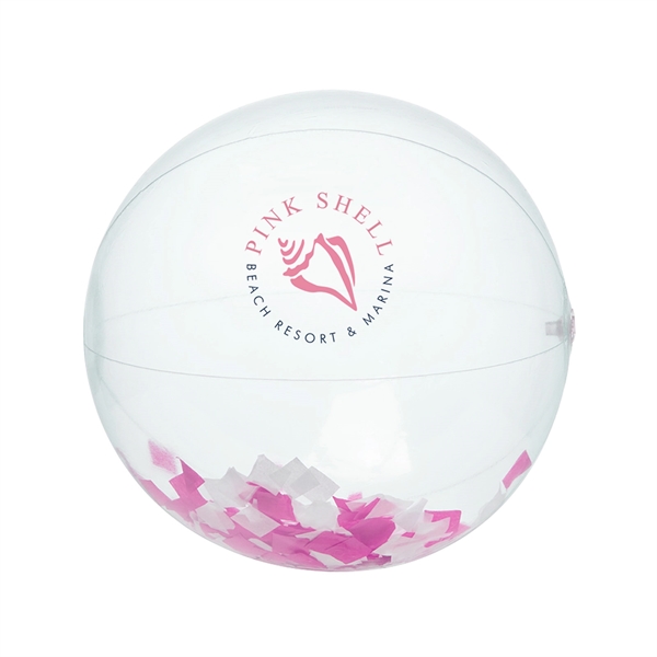 16" Pink and White Confetti Beach Ball - 16" Pink and White Confetti Beach Ball - Image 2 of 3