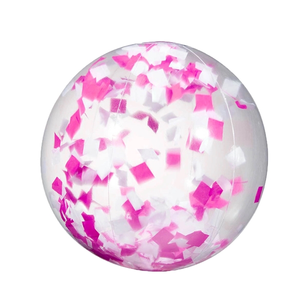 16" Pink and White Confetti Beach Ball - 16" Pink and White Confetti Beach Ball - Image 1 of 3
