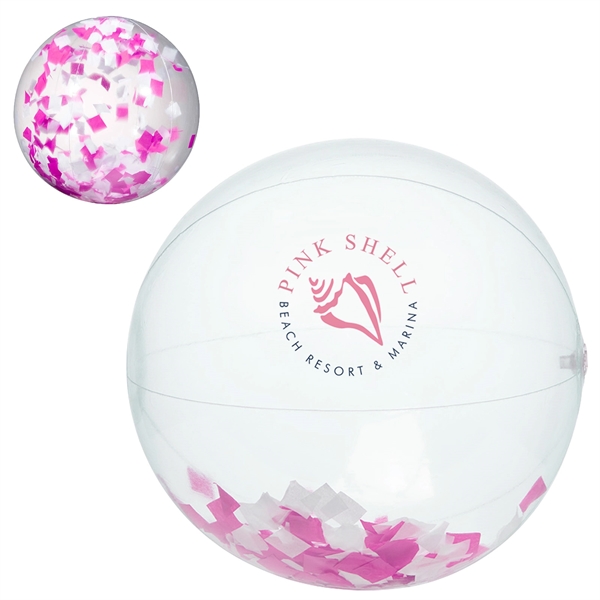 16" Pink and White Confetti Beach Ball - 16" Pink and White Confetti Beach Ball - Image 3 of 3