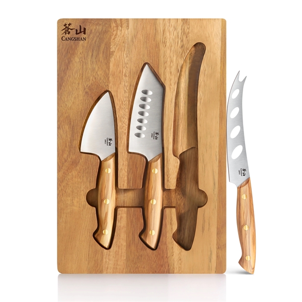 Cangshan 3-Piece Olive Wood Cheese Knife Set w/Cheese Board - Cangshan 3-Piece Olive Wood Cheese Knife Set w/Cheese Board - Image 8 of 9