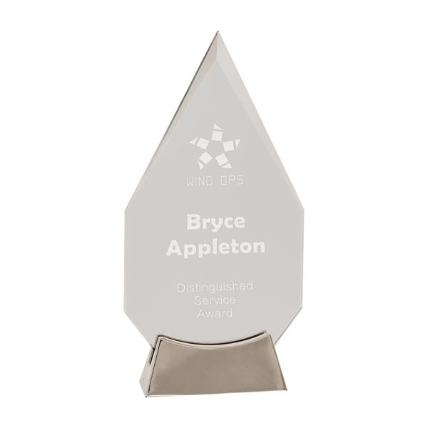 9 1/4" Clear Diamond Platinum Glass Award w/ Metal Base - 9 1/4" Clear Diamond Platinum Glass Award w/ Metal Base - Image 0 of 2