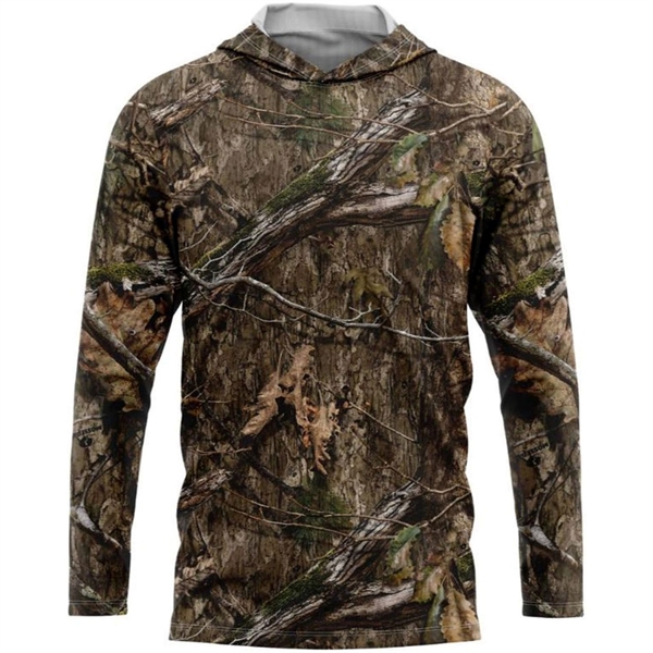 Mossy Oak® Men's 4.4 Oz. Polyester Interlock Hooded T-Shirt - Mossy Oak® Men's 4.4 Oz. Polyester Interlock Hooded T-Shirt - Image 1 of 1