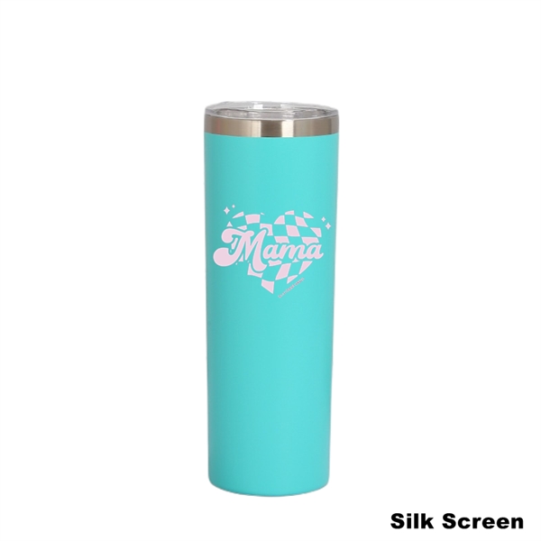 20 oz Power Coating Skinny Tumbler with Straw and Lid - 20 oz Power Coating Skinny Tumbler with Straw and Lid - Image 6 of 27