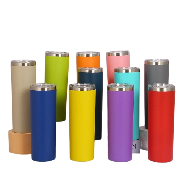 20 oz Power Coating Skinny Tumbler with Straw and Lid - 20 oz Power Coating Skinny Tumbler with Straw and Lid - Image 23 of 27