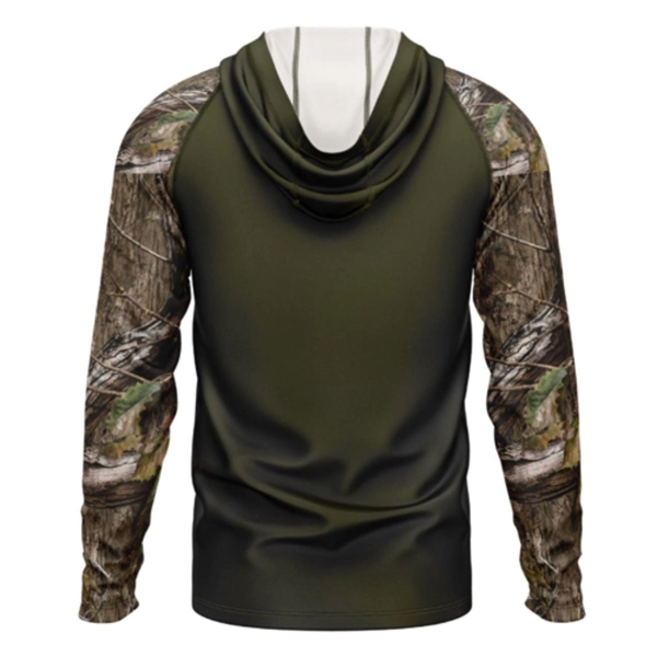 Mossy Oak® Men's. Polyester Interlock Raglan Hooded T-Shirt - Mossy Oak® Men's. Polyester Interlock Raglan Hooded T-Shirt - Image 3 of 13