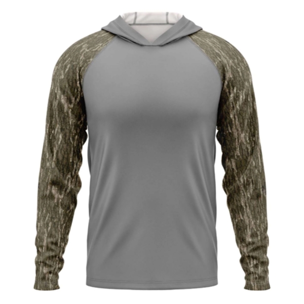 Mossy Oak® Men's. Polyester Interlock Raglan Hooded T-Shirt - Mossy Oak® Men's. Polyester Interlock Raglan Hooded T-Shirt - Image 4 of 13
