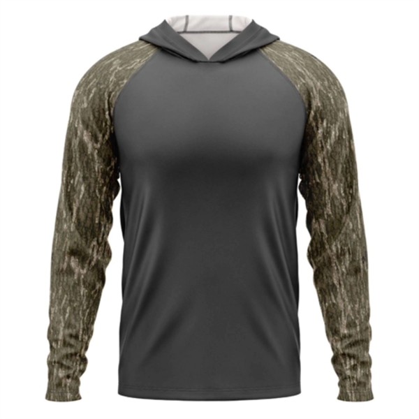 Mossy Oak® Men's. Polyester Interlock Raglan Hooded T-Shirt - Mossy Oak® Men's. Polyester Interlock Raglan Hooded T-Shirt - Image 5 of 13