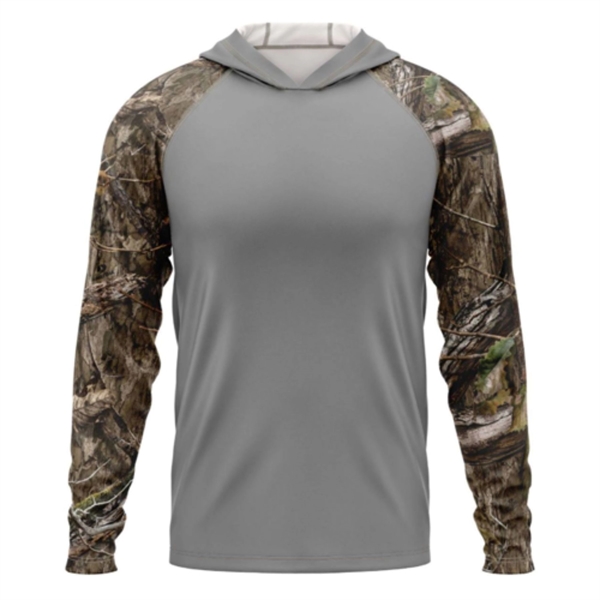 Mossy Oak® Men's. Polyester Interlock Raglan Hooded T-Shirt - Mossy Oak® Men's. Polyester Interlock Raglan Hooded T-Shirt - Image 8 of 13