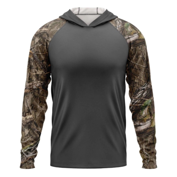 Mossy Oak® Men's. Polyester Interlock Raglan Hooded T-Shirt - Mossy Oak® Men's. Polyester Interlock Raglan Hooded T-Shirt - Image 9 of 13