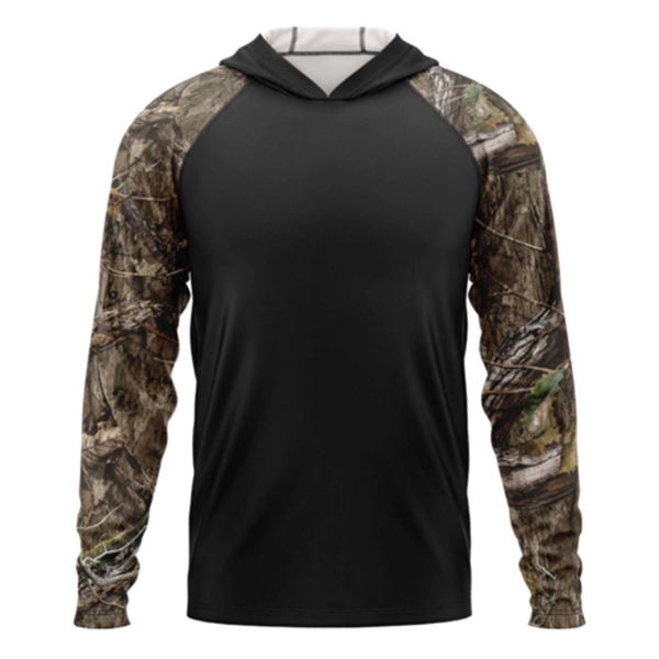 Mossy Oak® Men's. Polyester Interlock Raglan Hooded T-Shirt - Mossy Oak® Men's. Polyester Interlock Raglan Hooded T-Shirt - Image 10 of 13