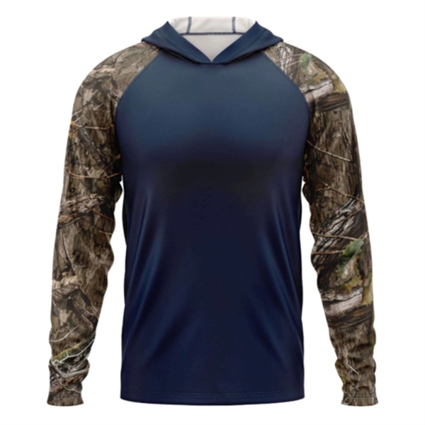 Mossy Oak® Men's. Polyester Interlock Raglan Hooded T-Shirt - Mossy Oak® Men's. Polyester Interlock Raglan Hooded T-Shirt - Image 11 of 13