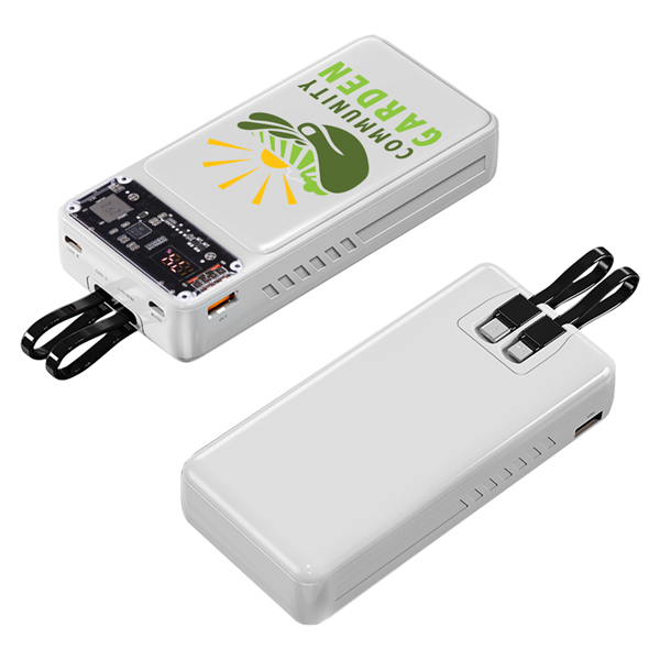 Winnetka Transparent Corded Power Bank 20000 - Winnetka Transparent Corded Power Bank 20000 - Image 1 of 9