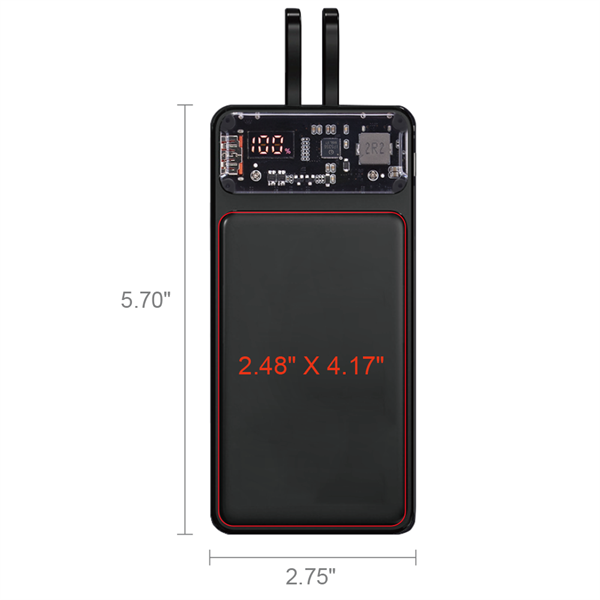 Winnetka Transparent Corded Power Bank 20000 - Winnetka Transparent Corded Power Bank 20000 - Image 9 of 9