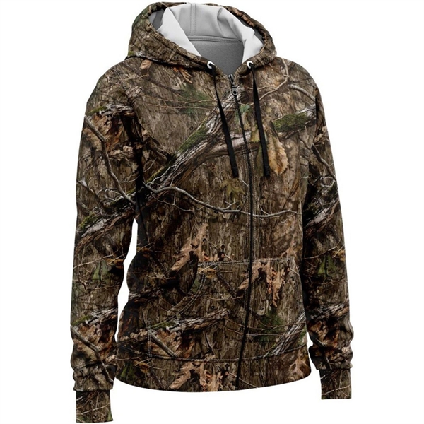Mossy Oak® Women's 8.2 Oz Full Zip Hoodie w/ Kangaroo Pocket - Mossy Oak® Women's 8.2 Oz Full Zip Hoodie w/ Kangaroo Pocket - Image 2 of 4