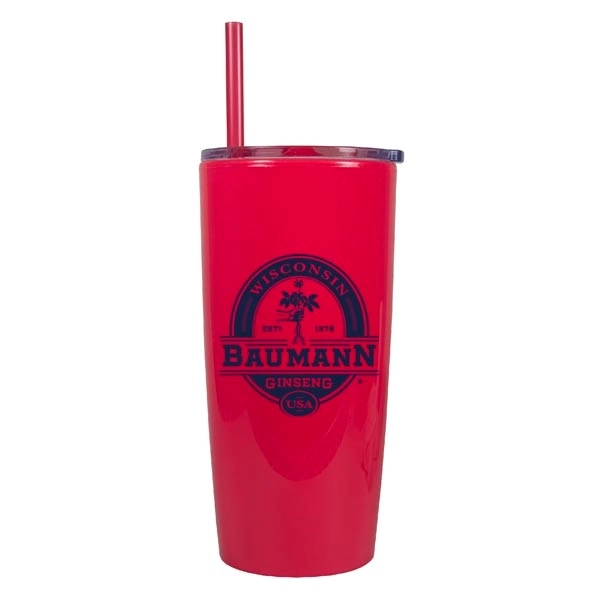 22oz Glacier Double Walled Tumbler with Color Lid and Straw - 22oz Glacier Double Walled Tumbler with Color Lid and Straw - Image 1 of 4