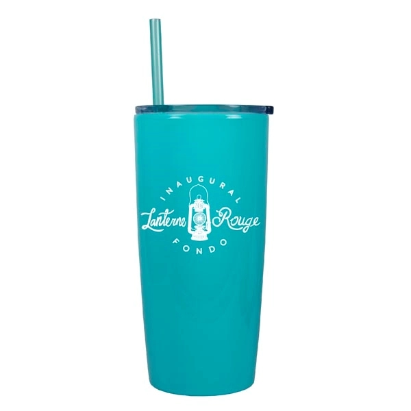 22oz Glacier Double Walled Tumbler with Color Lid and Straw - 22oz Glacier Double Walled Tumbler with Color Lid and Straw - Image 0 of 4