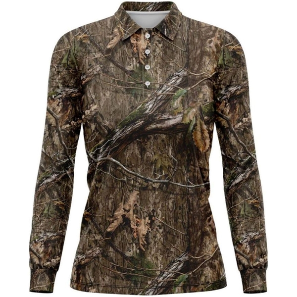 Mossy Oak® Women's 4.4 Oz. Polyester Interlock Polo Shirt - Mossy Oak® Women's 4.4 Oz. Polyester Interlock Polo Shirt - Image 1 of 4