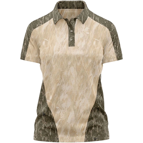 Mossy Oak® Women's 4.4 Oz. Polyester Interlock Raglan Polo - Mossy Oak® Women's 4.4 Oz. Polyester Interlock Raglan Polo - Image 1 of 6