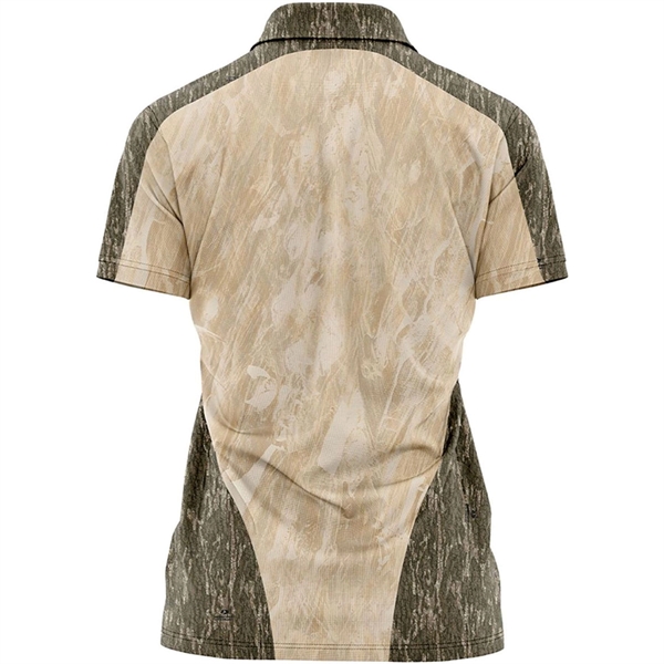 Mossy Oak® Women's 4.4 Oz. Polyester Interlock Raglan Polo - Mossy Oak® Women's 4.4 Oz. Polyester Interlock Raglan Polo - Image 2 of 6