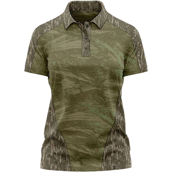 Mossy Oak® Women's 4.4 Oz. Polyester Interlock Raglan Polo - Mossy Oak® Women's 4.4 Oz. Polyester Interlock Raglan Polo - Image 3 of 6