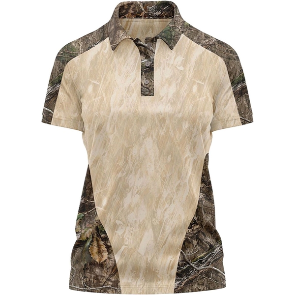 Mossy Oak® Women's 4.4 Oz. Polyester Interlock Raglan Polo - Mossy Oak® Women's 4.4 Oz. Polyester Interlock Raglan Polo - Image 5 of 6