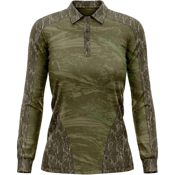 Mossy Oak® 75D Women's Pique Polo Long Sleeve Shirt - Mossy Oak® 75D Women's Pique Polo Long Sleeve Shirt - Image 1 of 6