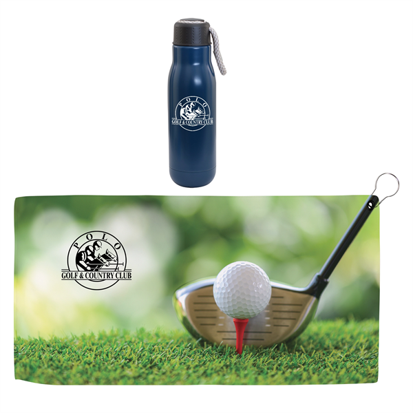Hole in One Insulated Vacuum Bottle & Golf Towel Gift Set - Hole in One Insulated Vacuum Bottle & Golf Towel Gift Set - Image 2 of 3