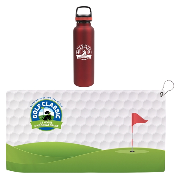 Hole in One Insulated Vacuum Bottle & Golf Towel Gift Set - Hole in One Insulated Vacuum Bottle & Golf Towel Gift Set - Image 2 of 3
