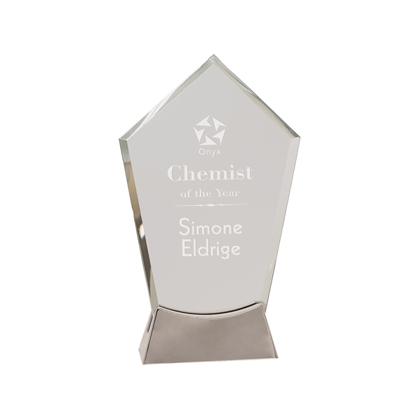 8 1/2" Clear Peak Platinum Glass Award w/ Metal Base - 8 1/2" Clear Peak Platinum Glass Award w/ Metal Base - Image 0 of 1