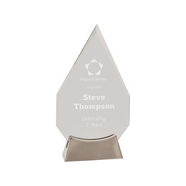 8 1/2" Clear Diamond Platinum Glass Award w/ Metal Base - 8 1/2" Clear Diamond Platinum Glass Award w/ Metal Base - Image 0 of 1