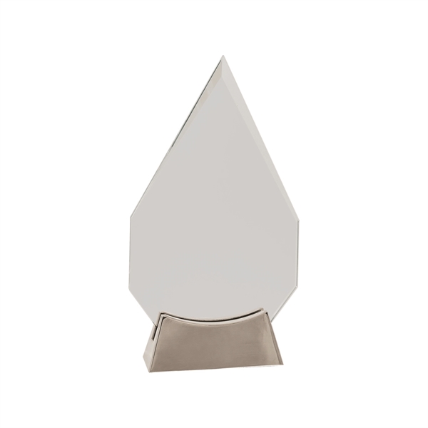 8 1/2" Clear Diamond Platinum Glass Award w/ Metal Base - 8 1/2" Clear Diamond Platinum Glass Award w/ Metal Base - Image 1 of 1